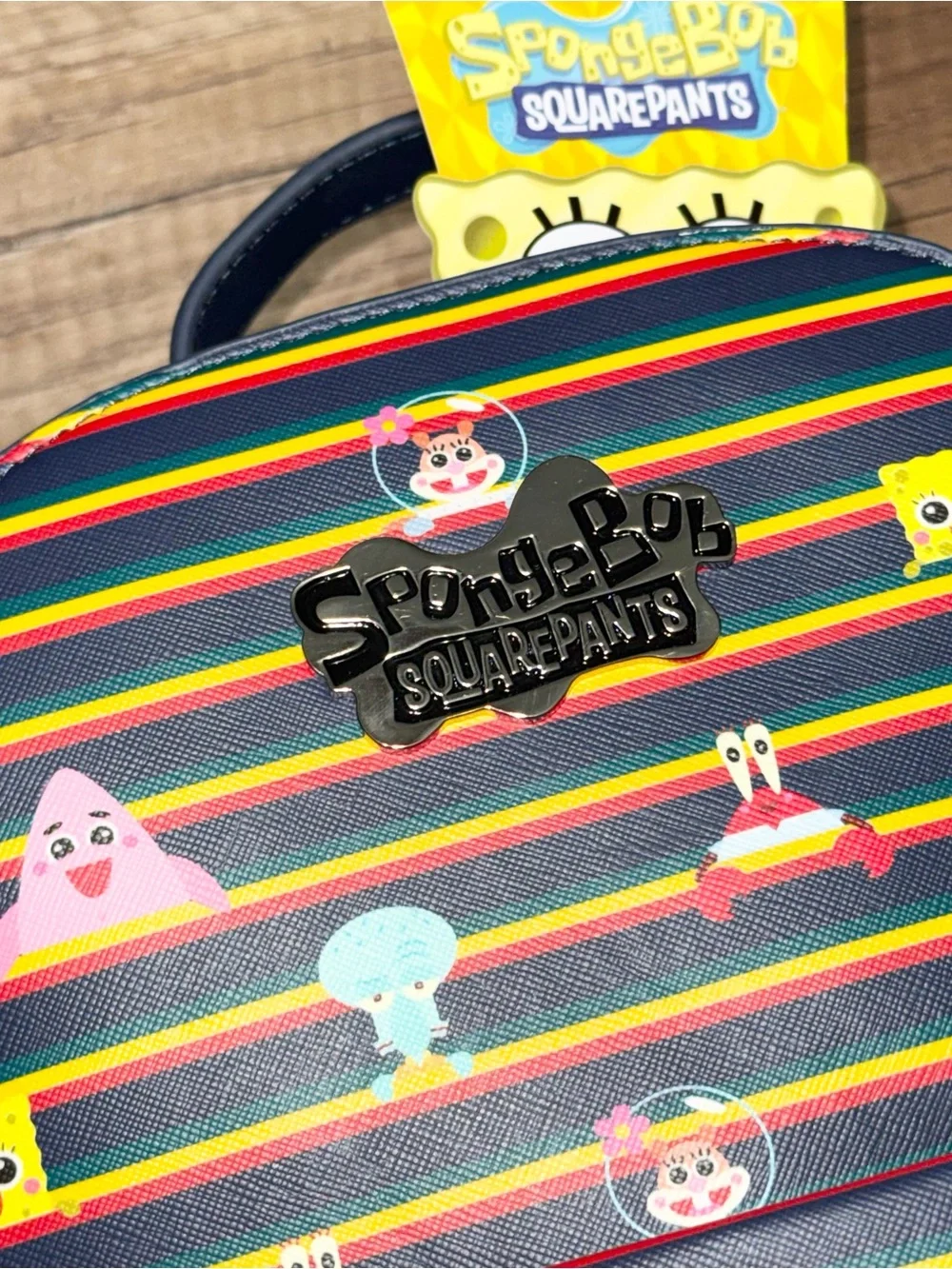 SpongeBob SquarePants Nickelodeon TV Show Mad Engine Striped Mini Backpack 10